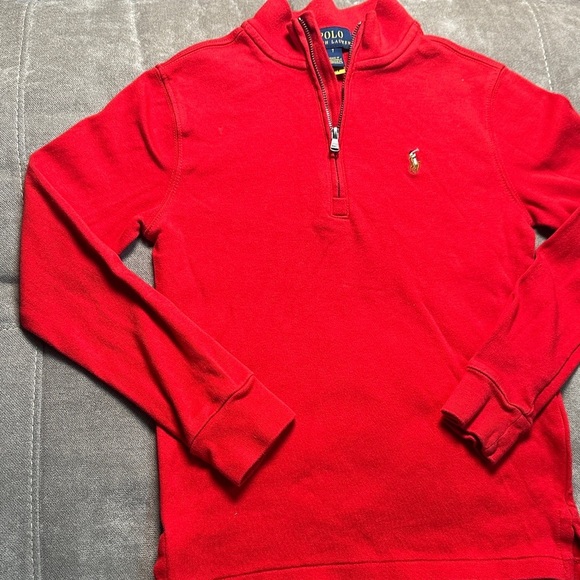 Polo by Ralph Lauren Men's Red Half-Zip Sweater - Picture 4 of 7